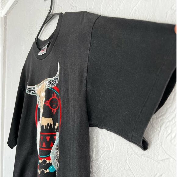 VINTAGE 90s ARIZONA STEER SKULL T-Shirt SZ XL NATIVE COWBOY SINGLE STITCH ONEITA - Picture 4 of 7
